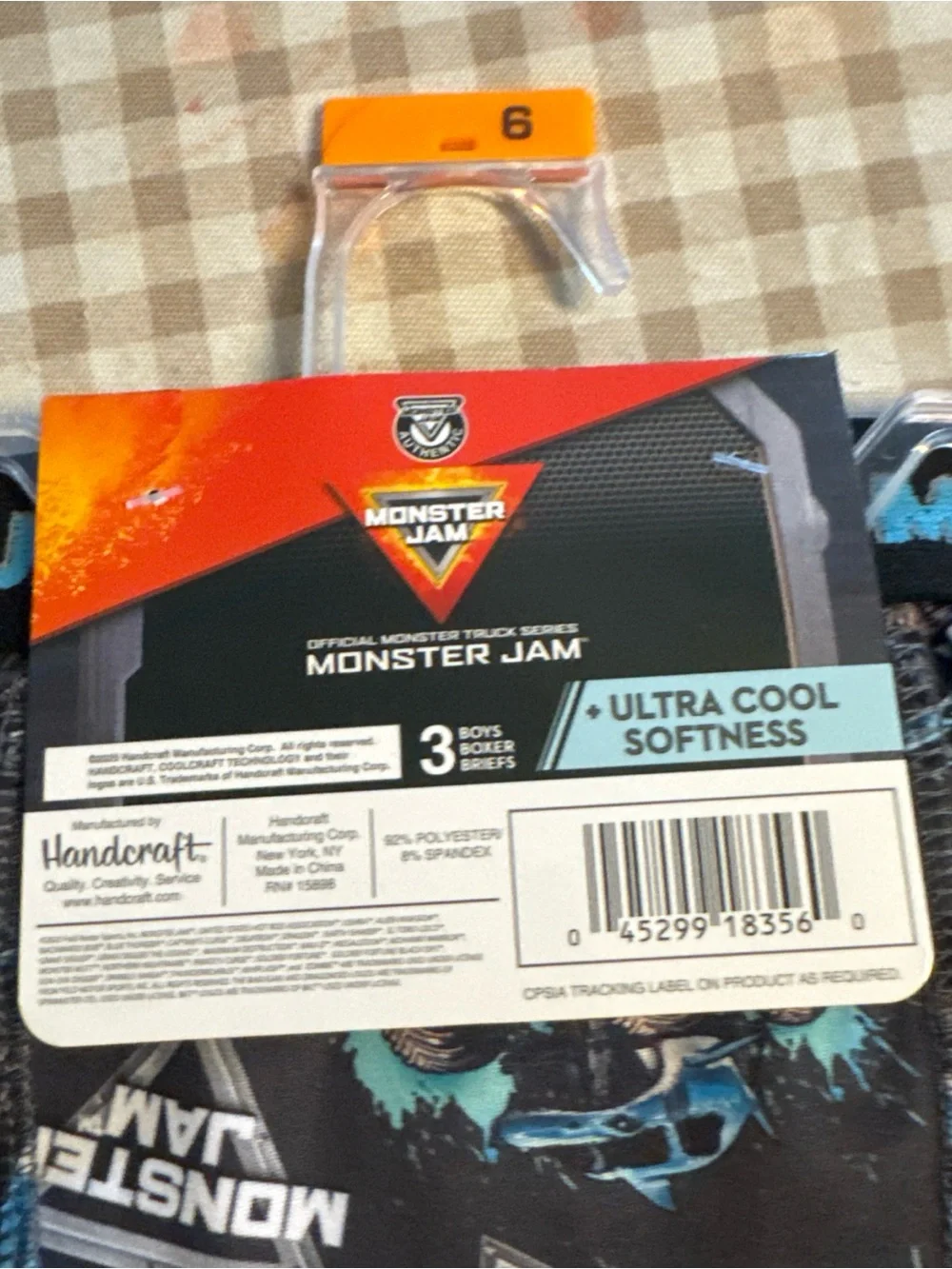 Boys' Athletic Boxer Briefs - Black with Multicolor Monster Trucks, Size 6